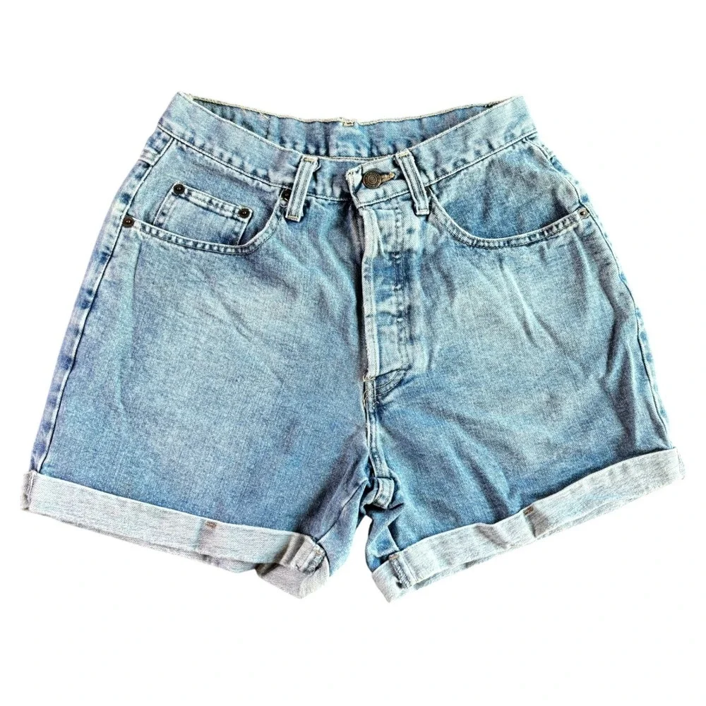 Vintage Mossimo High Waisted Denim Shorts Light Wash Blue‎ Cotton Made in USA 29